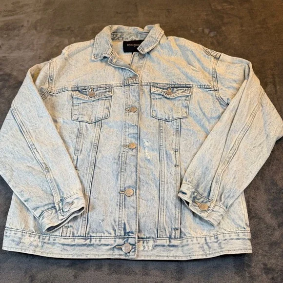 Banana Republic Light Wash Distressed Denim Jacket Womens XS Acid Wash Trucker - Picture 1 of 10